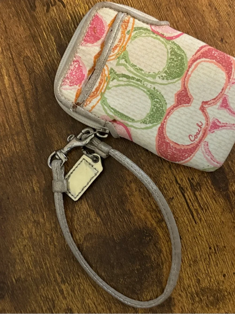 Coach Vintage Poppy “Digi Pouch” Wristlet Multicolor Signature Canvas